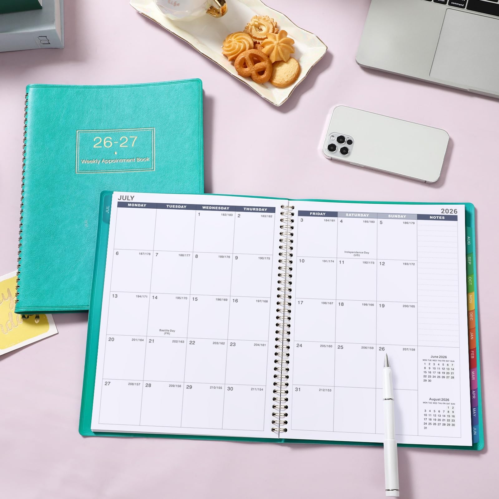 Weekly Appointment Book & Planner 2026-2027 – Large Letter, Turquoise