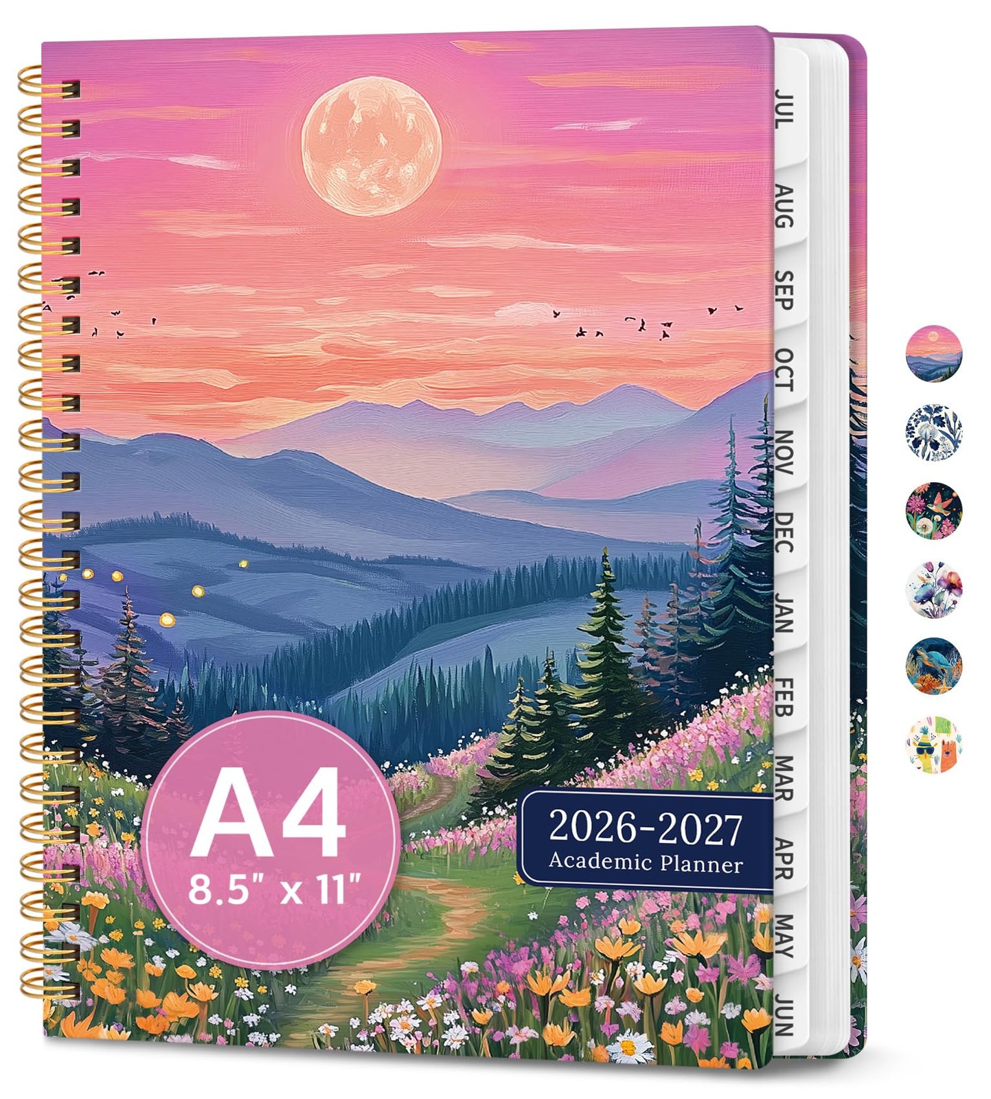 Planner 2026-2027, Academic Year Monthly & A4(8.5″ x 11″), A-Dreamscape Hills