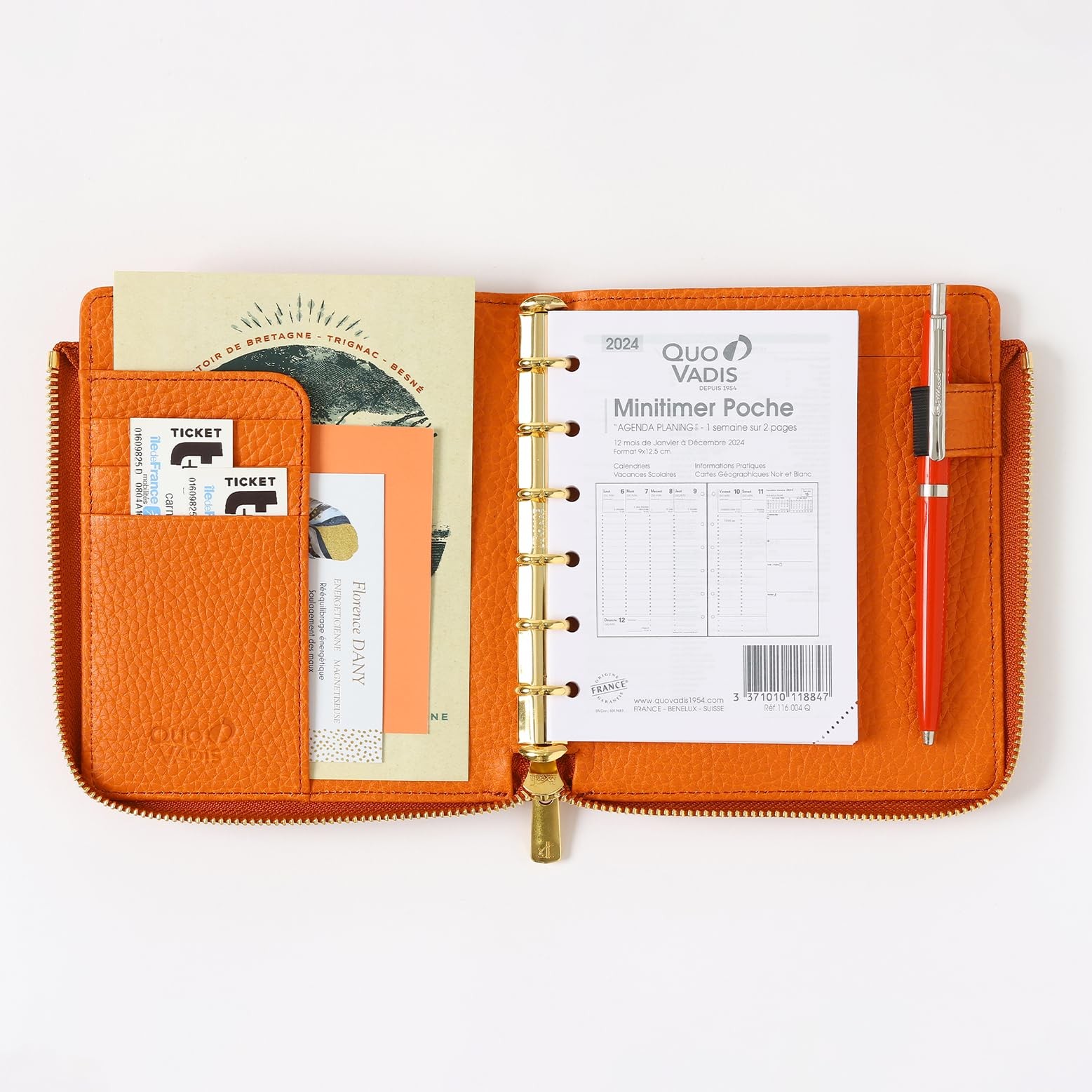 Quo Vadis Genuine Leather System Planner Cover [Mini 6 Size/L Zip Cover] Timer14
