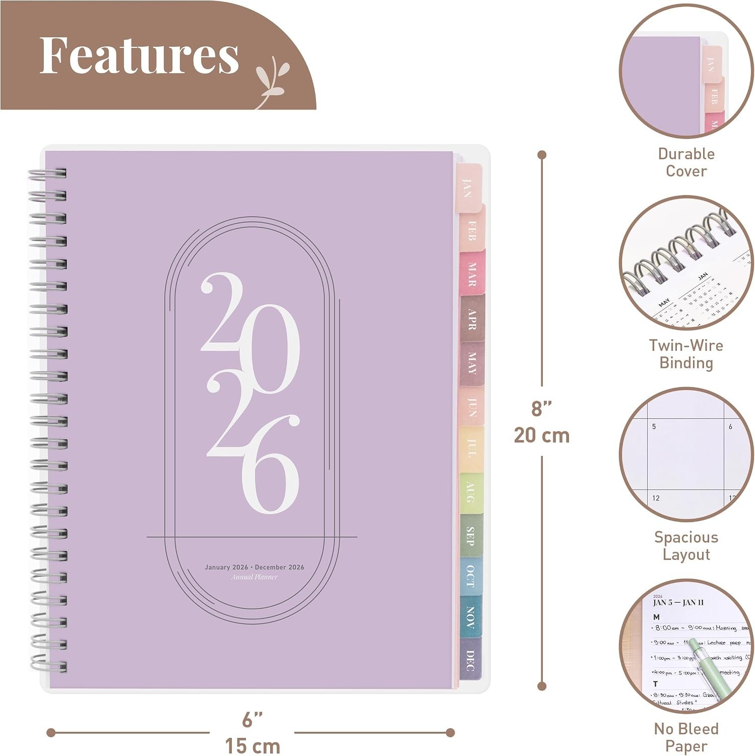 Stylish 2026 Agenda Book with Holidays & Goals – Perfect for Students & Teachers