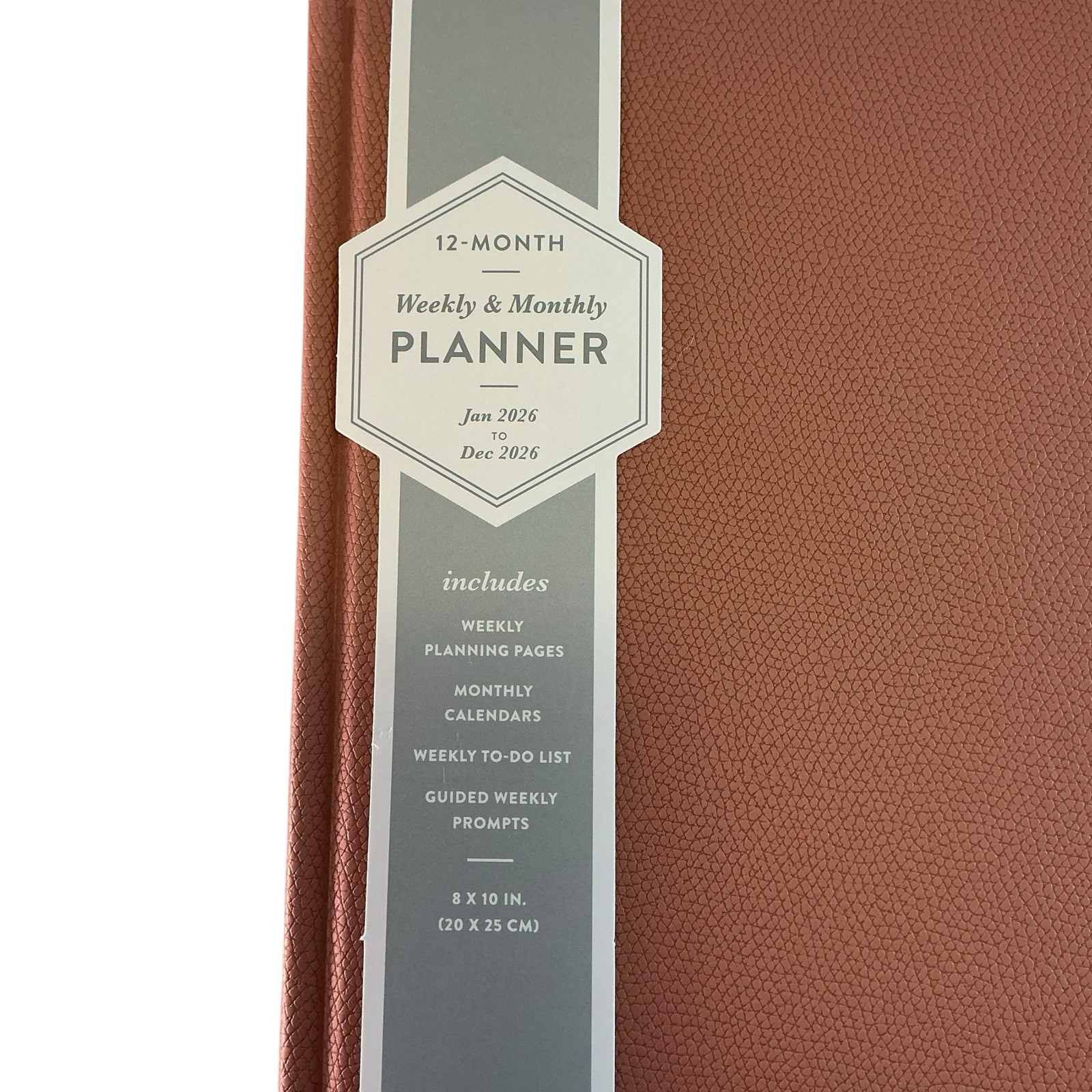 eccolo Monthly/Weekly 2026 Planner Terra Cotta Blush Pink w/marker 8″ X 10″