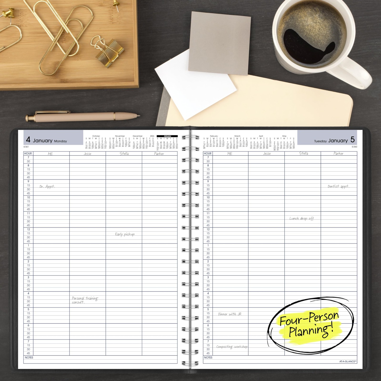 ATAGLANCE 2027 Appointment Book Planner, Daily Group Planner, 8″ x 11″, Four …