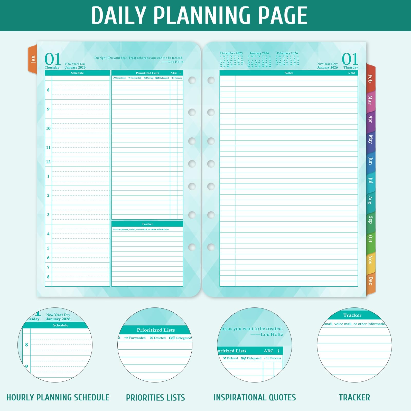 2026 Planner Refills Planner 2026 Daily Weekly and Monthly from Jan 2026 to Dec