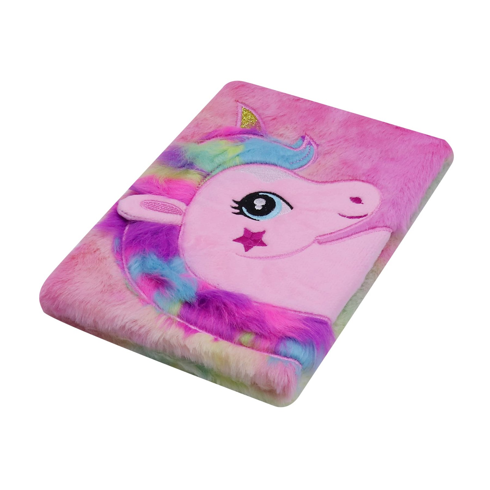 Fuzzy Plush Notebook Journal Cute Rainbow Unicorn Diary A5, Unicorn-Tie Dye