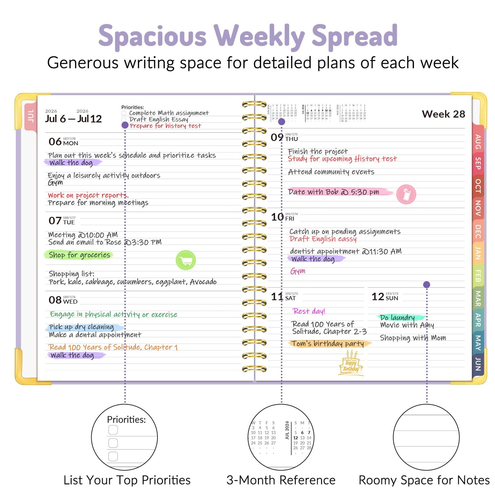 Forvencer Academic Planner 2026-2027, 8.5″x11″ (Jul 2026 – Jun 2027), Purple