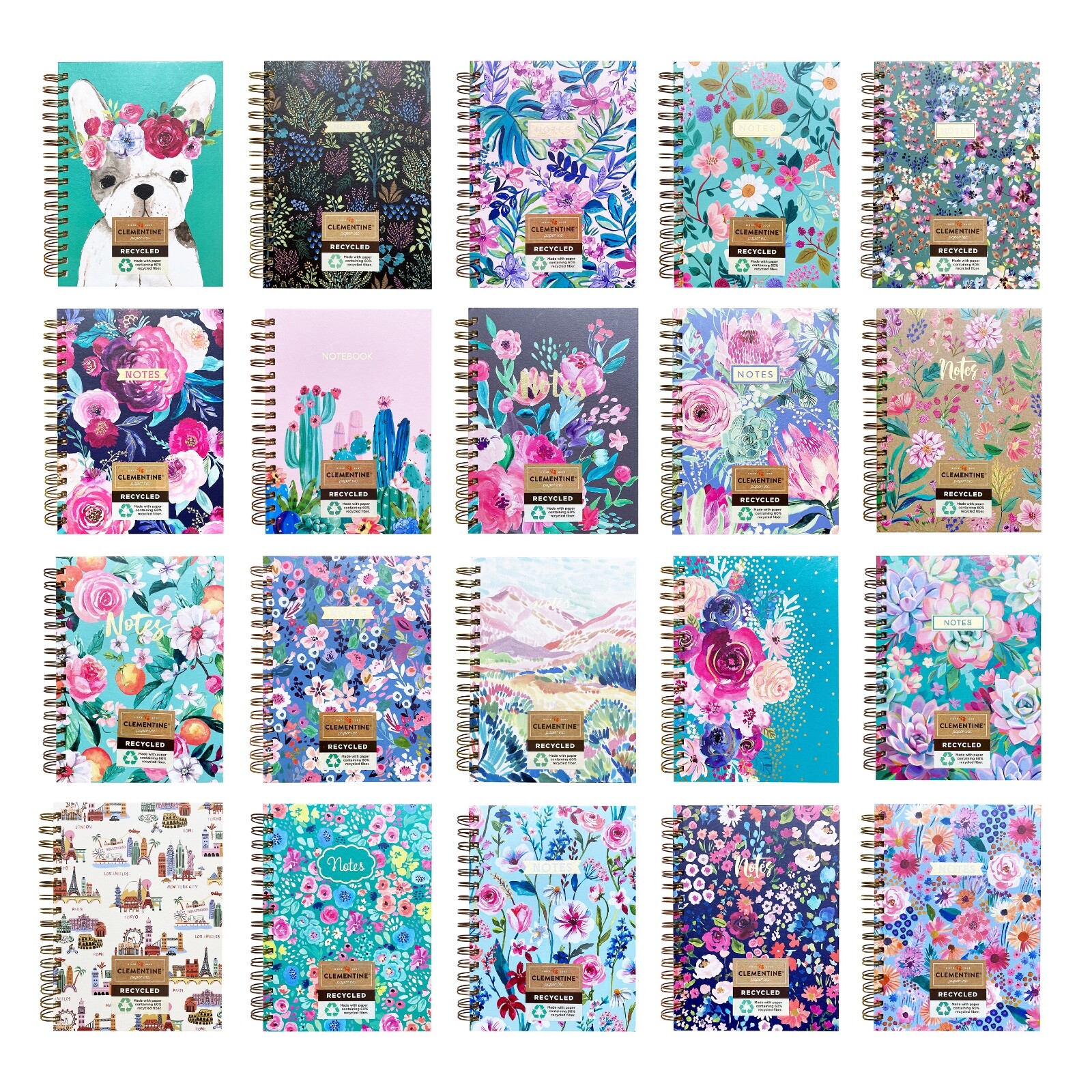Flower Notebook Spiral Journal Hardcover 8.5″ Colorful Floral