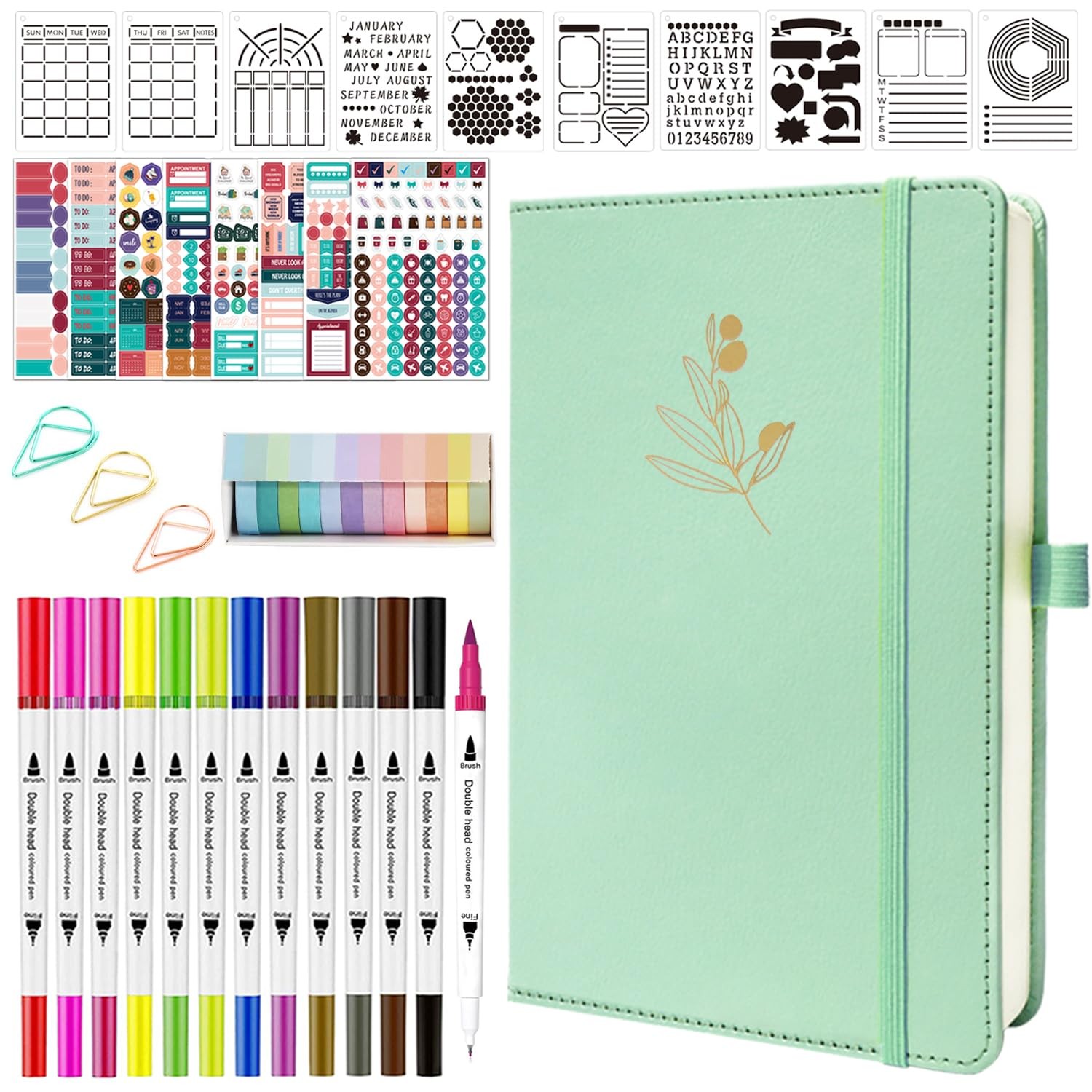 YINGIRON Y&I Bullet Dotted Journal Kit, A5 Hardcover Medium, Mint