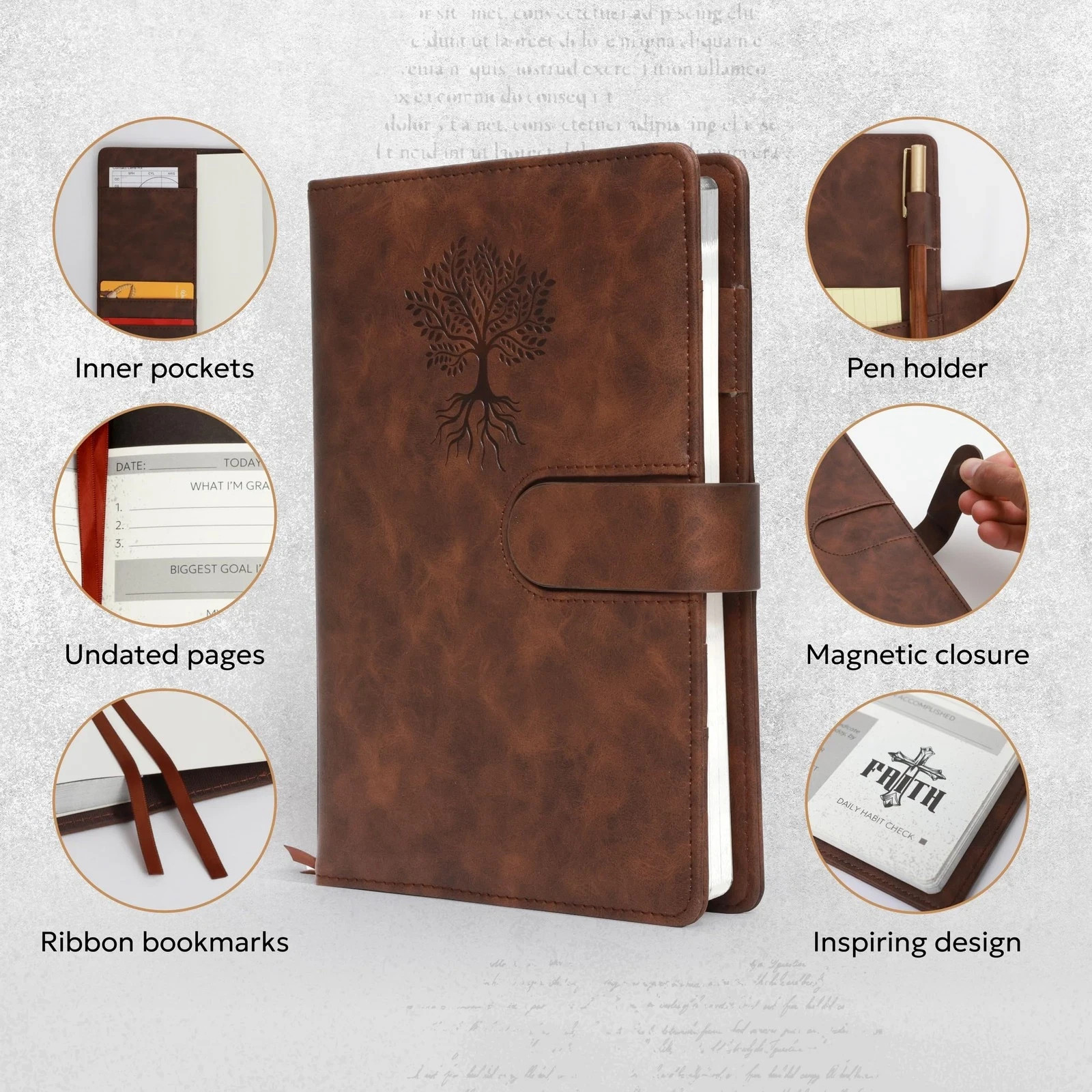 Prazoli Leather Christian Prayer Journal For Men Daily Devotional Bible Study Ne