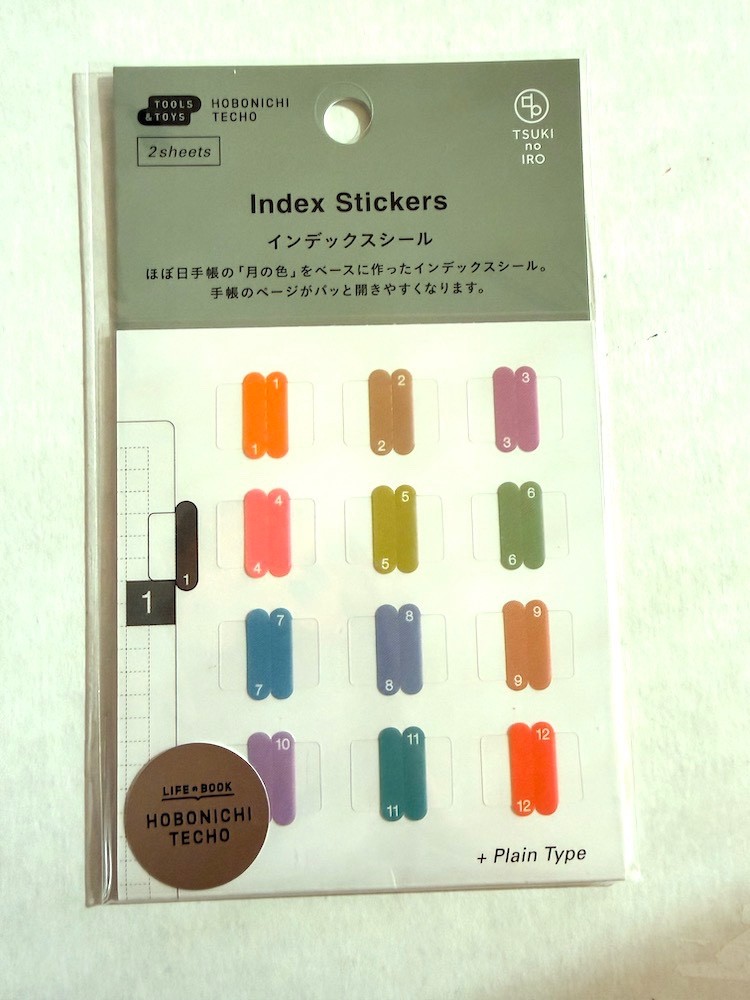 Hobonichi Techo Index Tab Stickers (Plain Type) 2 Sheets for Journal Planner