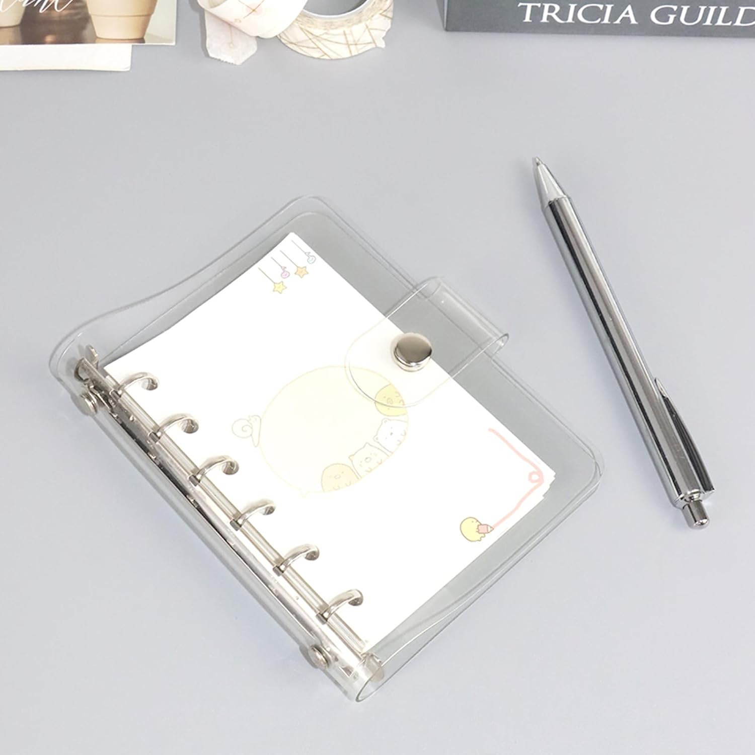 A7 Binder 6 Ring Budget Binder Clear PVC Planner Cover Notebook Shell for Organi
