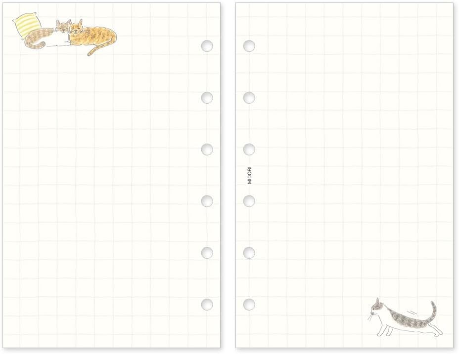 DESIGNPHIL midori 2026 B7 Monthly Planner Refill 6-rings Cat Pattern Japan