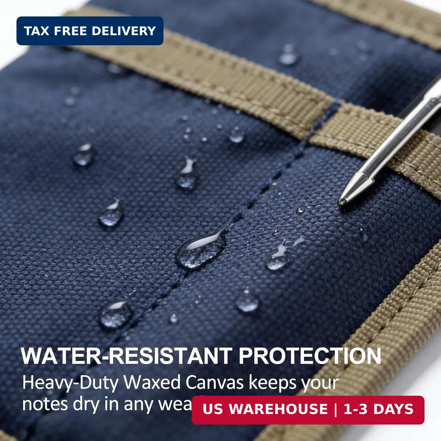 KOSIBATE Pocket Notebook Cover for Field Notes, Waxed Canvas Journal Cover with
