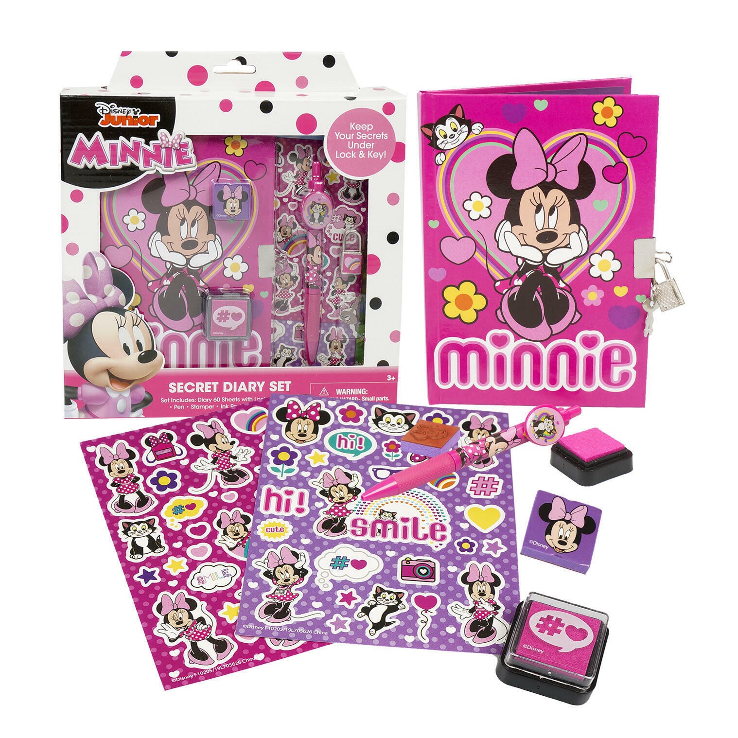 Disney Minnie Mouse 8pc Diary with Lock Stationery Set Girls Ages 3 and Up