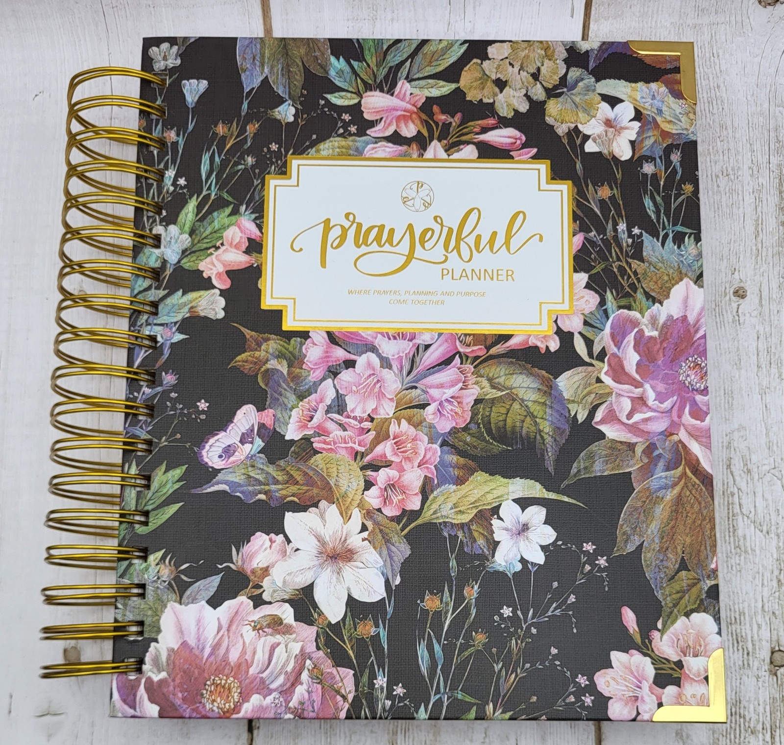 2026 Prayerful Planner Black Floral Hadrcover Undated Calendar Prayer List Book