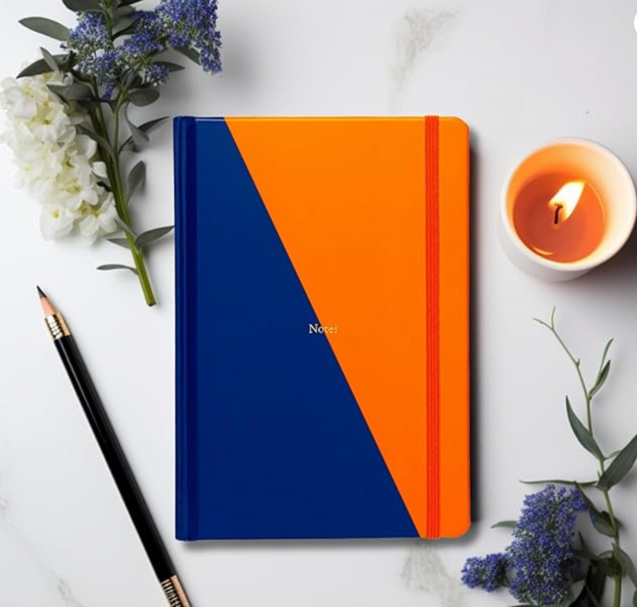 Yop & Tom Medium Hardcover Notebook A5 Lined 180 Pgs – Blue & Orange