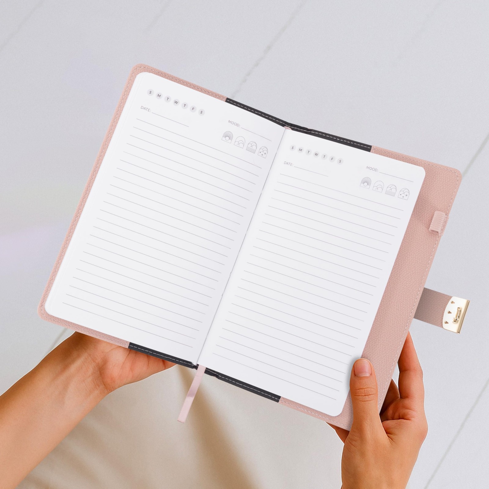 Pink Leather Diary with Lock Aesthetic Journal 8.5 x 5.6 Inch