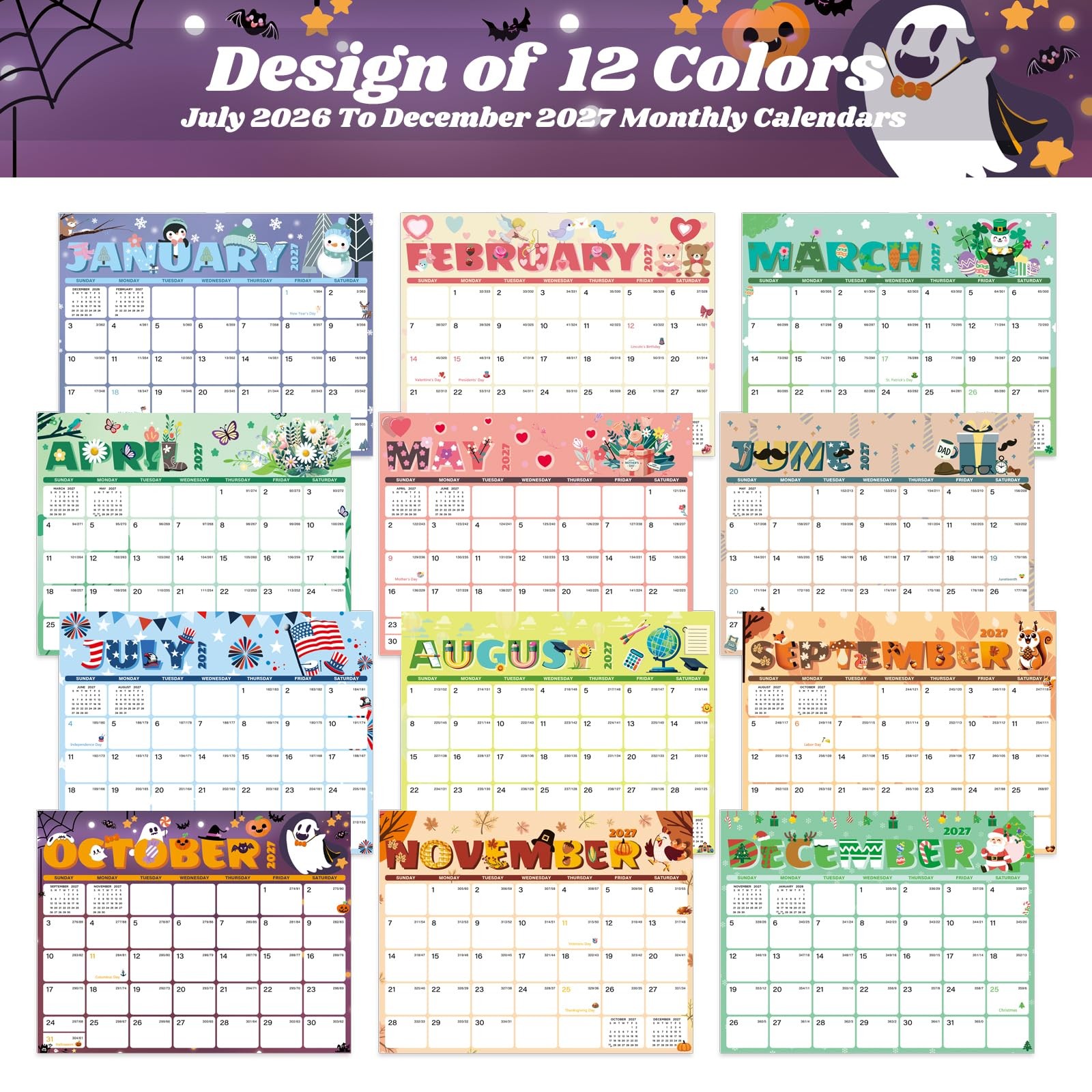 XISIDO 2026-2027 Magnetic Calendar for Fridge Seasonal