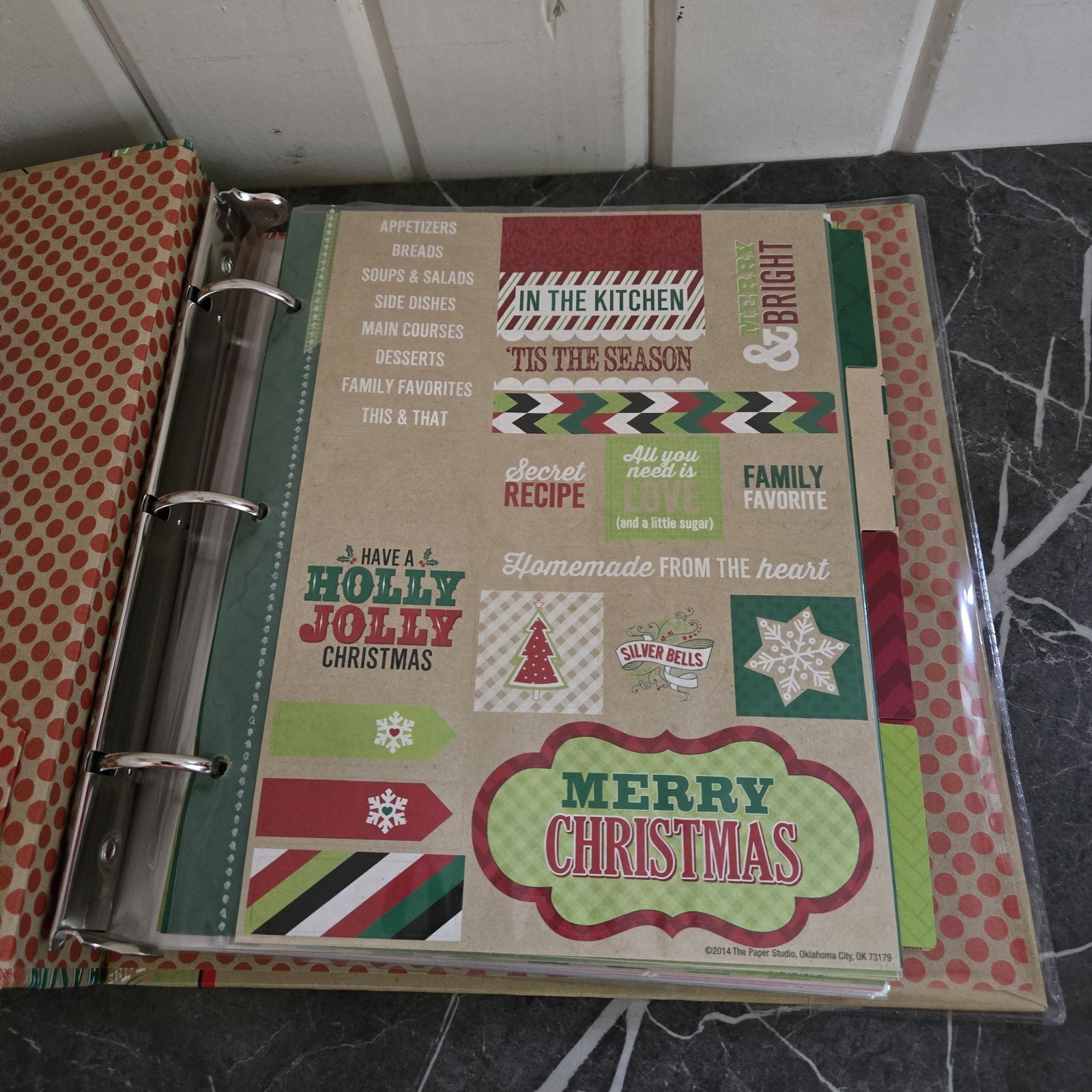 The Paper Studio Recipe Organizer Binder with Tabbed Dividers and Stickers