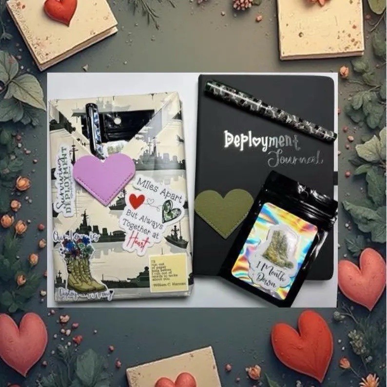 Military Deployment Journal |Camo Pen | Heart Bookmark | Wife | Girlfriend|Milso