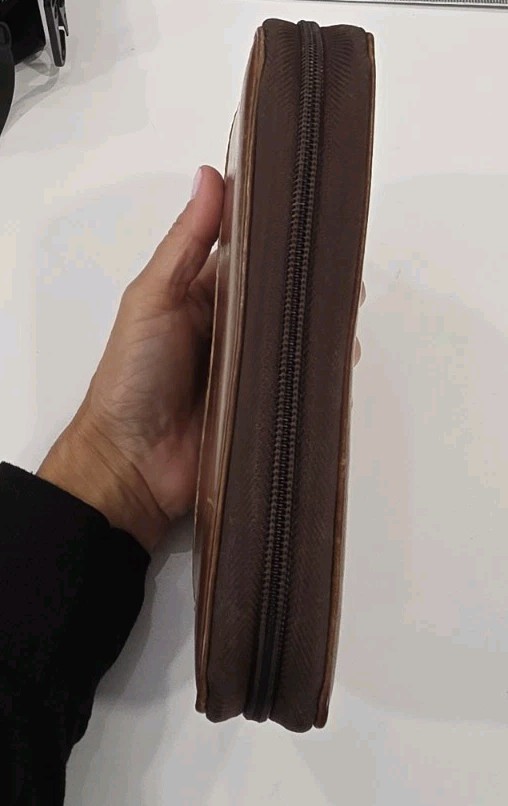 Vintage 1996 Franklin Covey 6 Ring Zip Around Genuine Leather Binder Made In USA