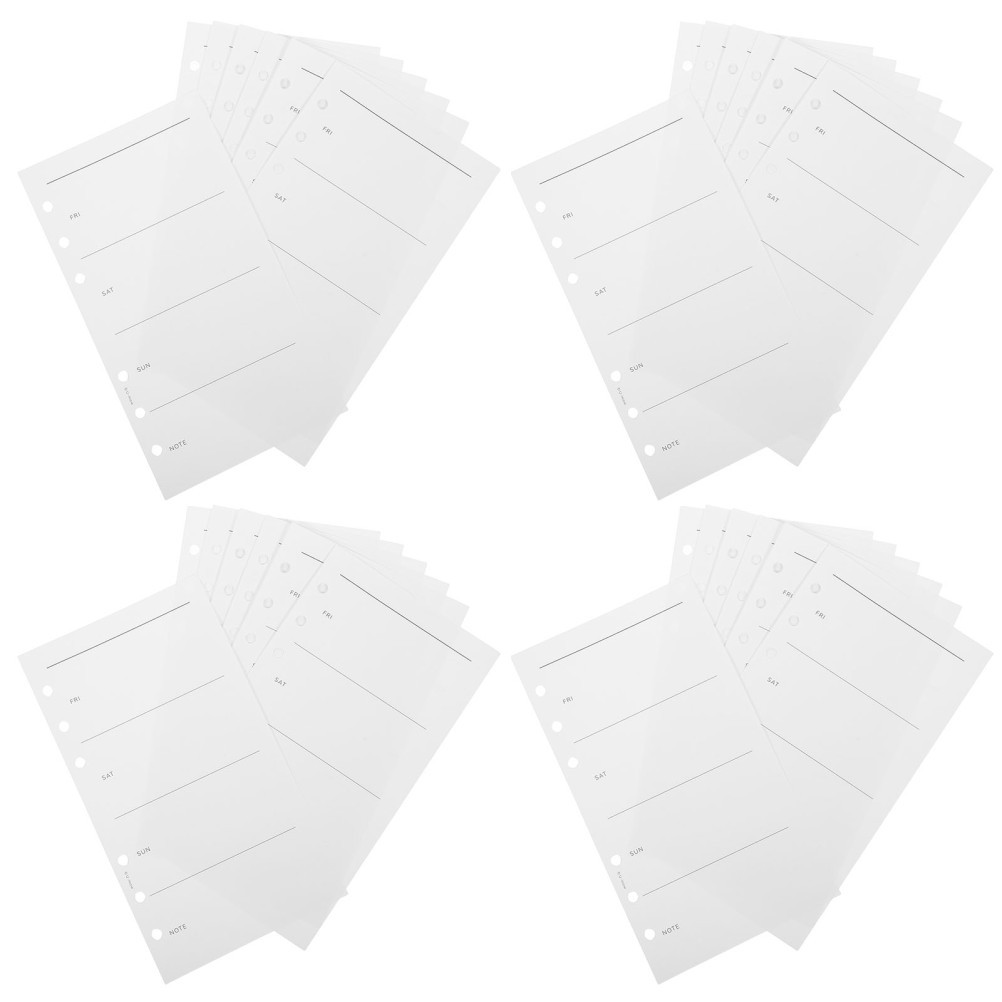 White A6 Loose Leaf Planner Refills with Divided Weekly Organizer Pages