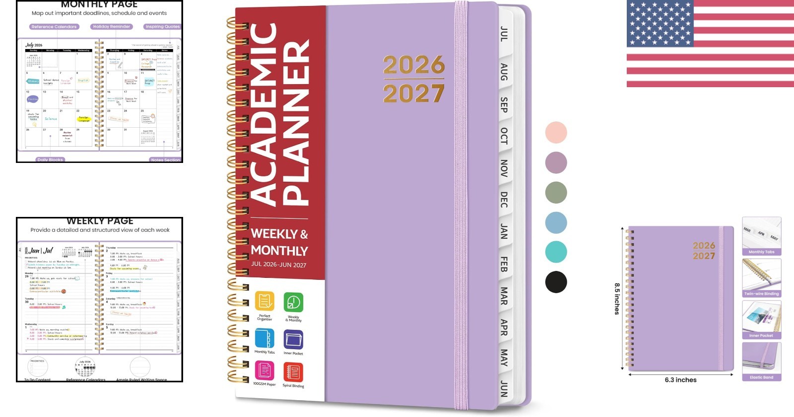 A5 2026-2027 Academic Planner with Monthly Tabs: Perfect for Students & Teachers