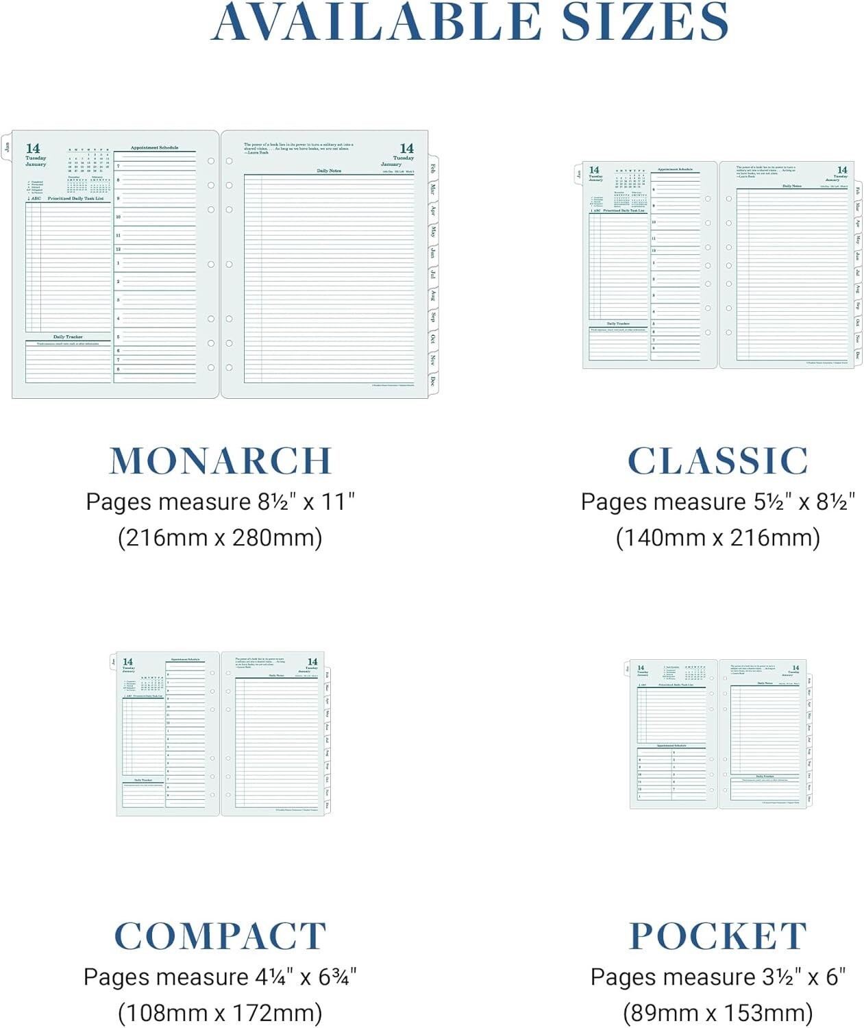 2025 Pocket Size Planner – Two Pages Per Day with Quotes for Daily Motivation