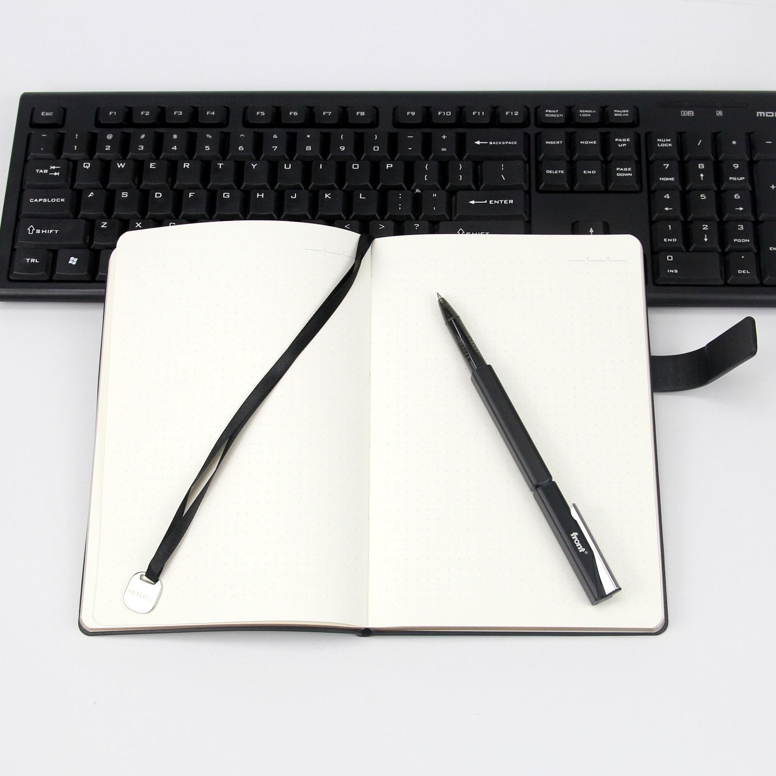 A5 Hard Cover Dot Grid Notebook, Pen Holder & Gold Edges, 180° Lay Flat Journ…