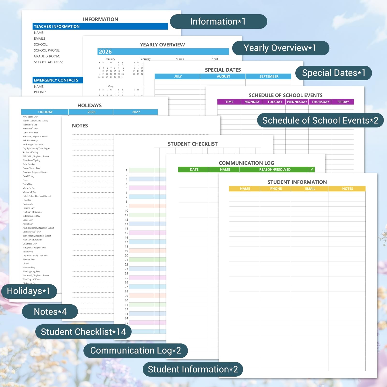 Teacher Planner 2026-2027 Academic Year, Jul.2026 – 2026-2027, Multicolor