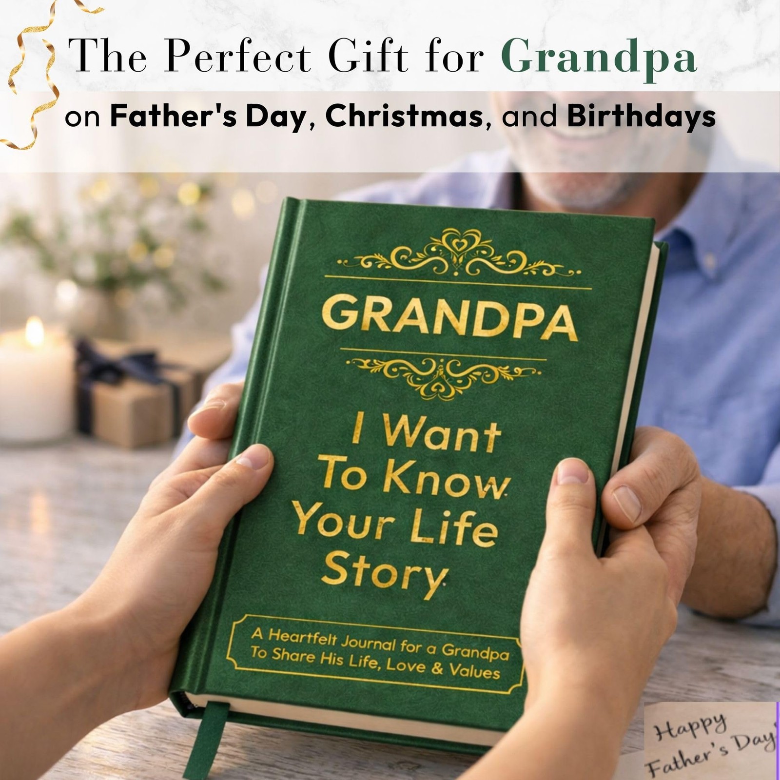 Grandpa Gifts, I Want to Know Your Life Story Leather Journal (Hardcover): Ke…