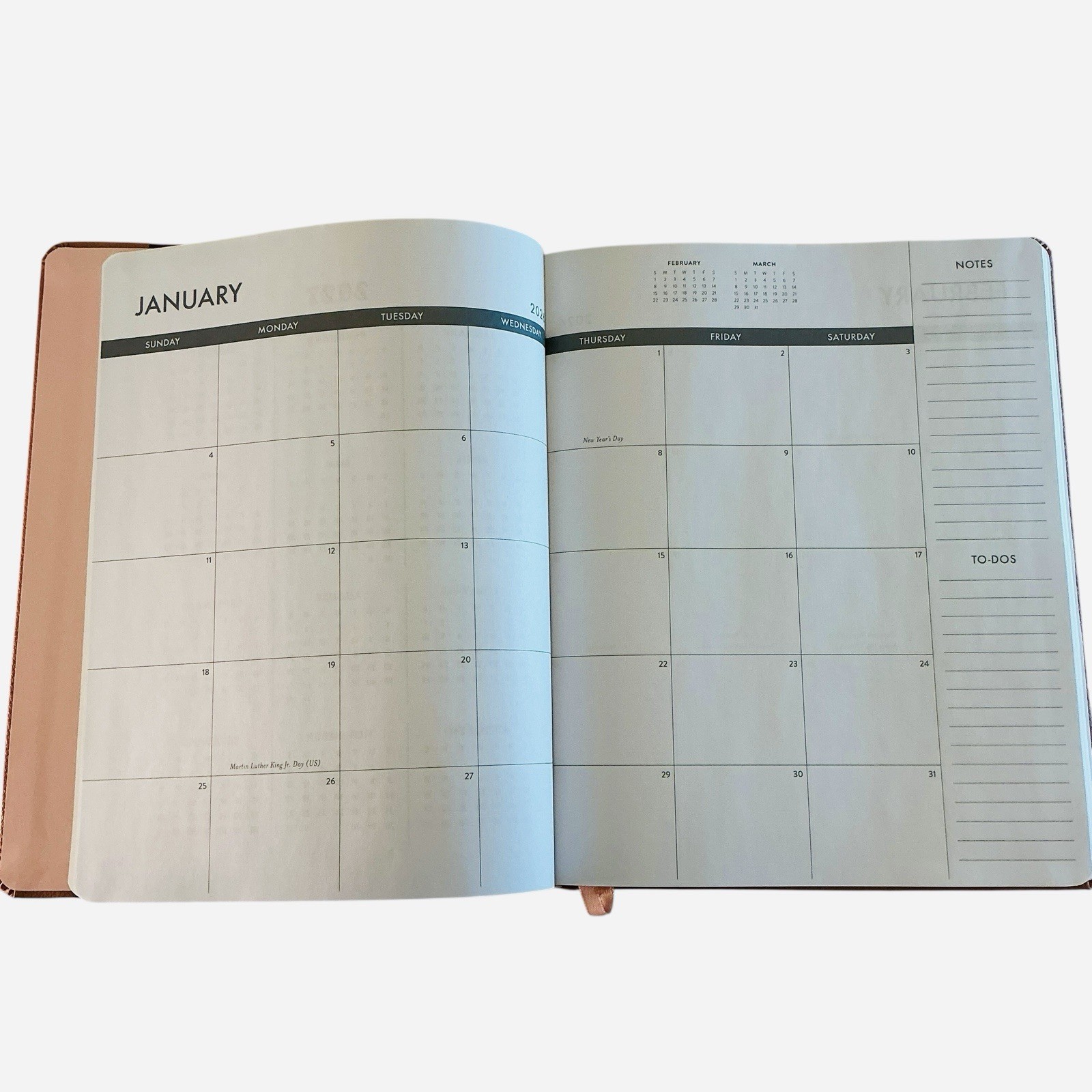 eccolo Monthly/Weekly 2026 Planner Terra Cotta Blush Pink w/marker 8″ X 10″