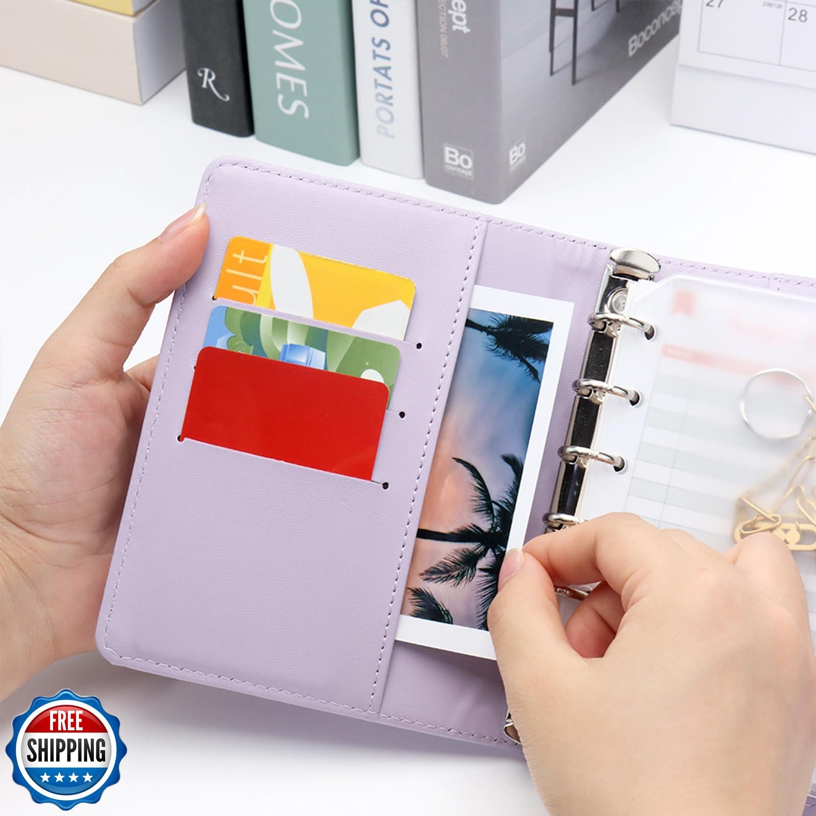 NatSumeBasics A7 Binder Wallet 4.7″x5.7″ Cash Envelopes Budget Binder Purple