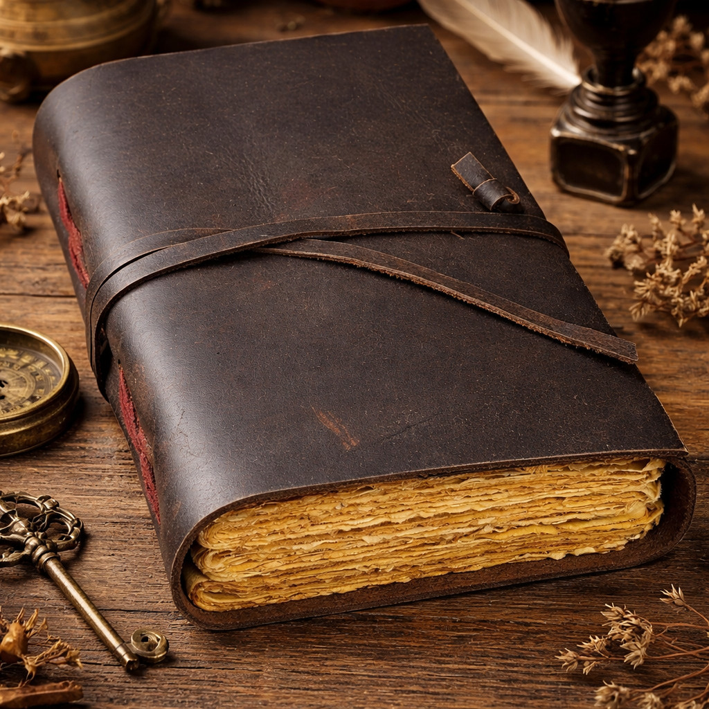Leather Journal 10×13 Handmade Buff Leather Diary Deckle Paper 200 Pages