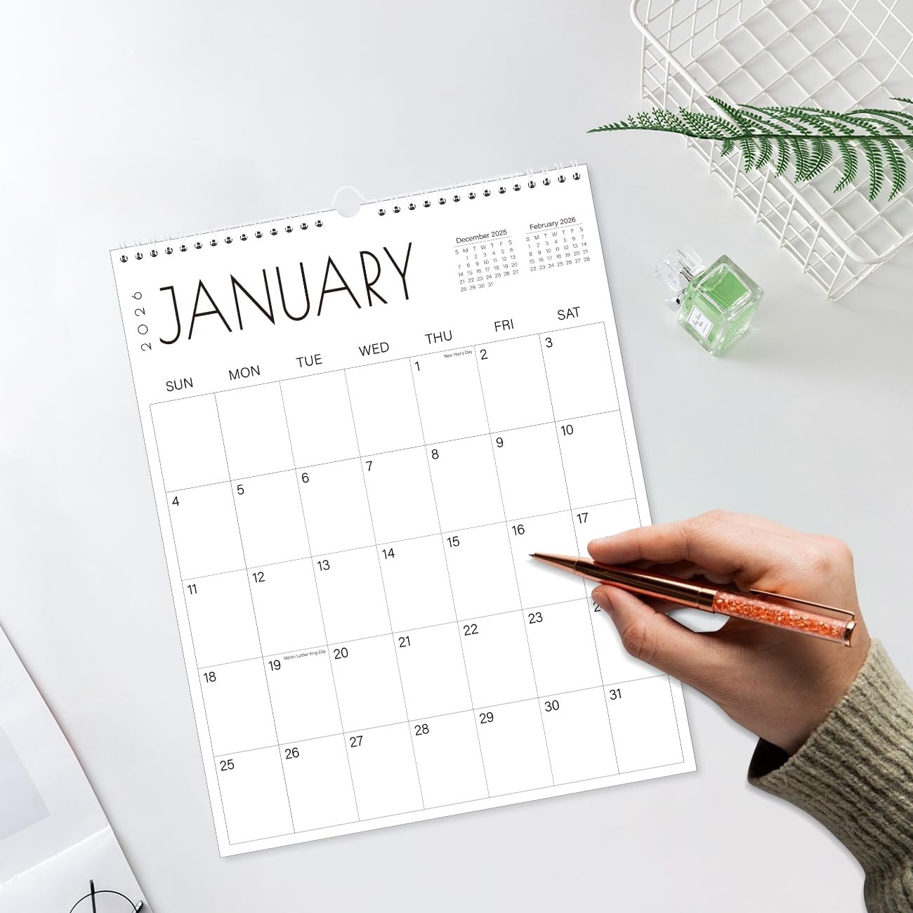 2026 Calendar – 18-Month 11″ x 14″ wall vertical, Black-Large-Word Vertical