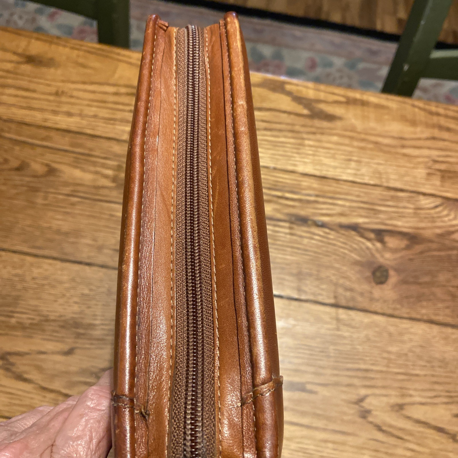 Vintage Franklin Quest Full Grain Aniline Leather Zip Planner Organizer Binder