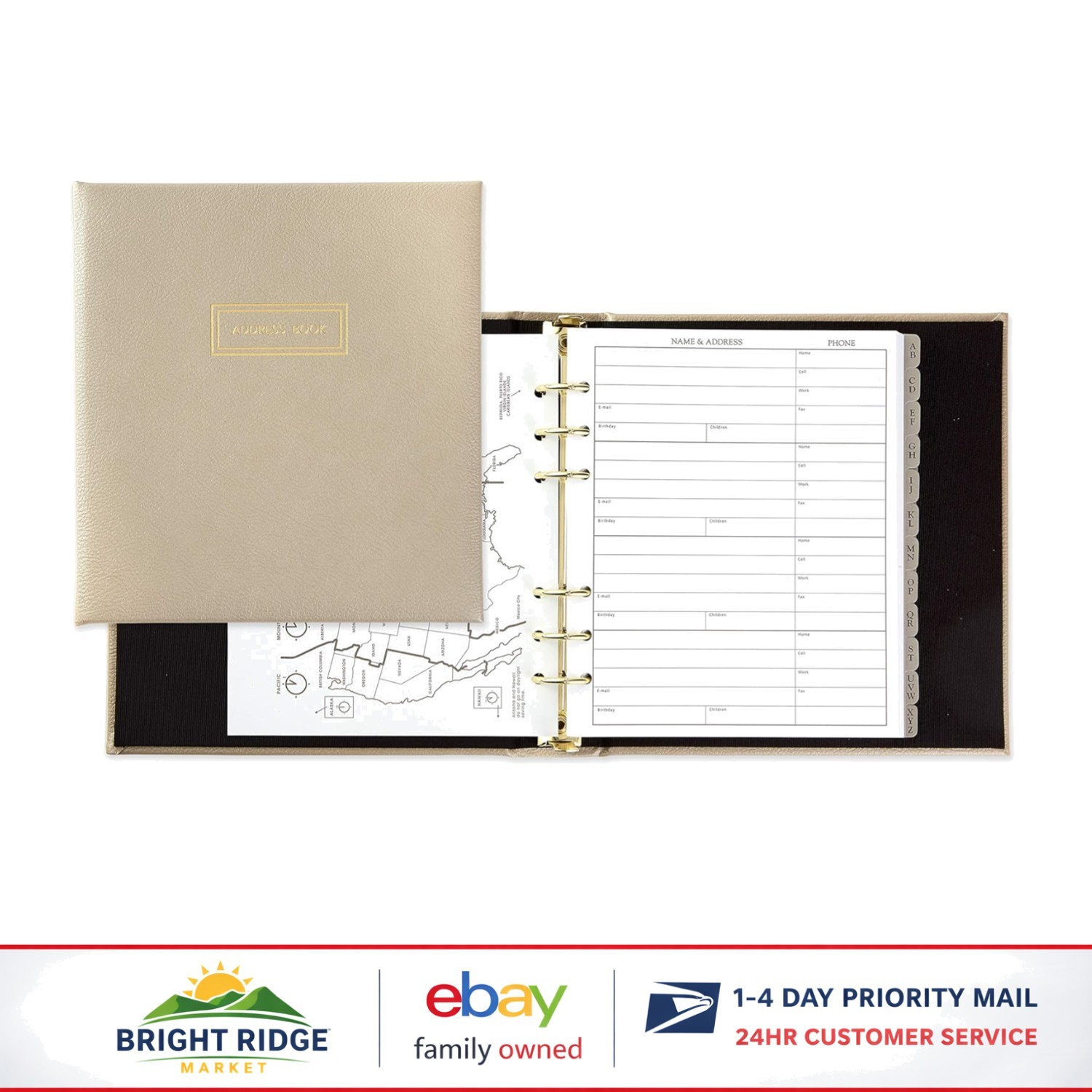 5×8-Inch Address Book with Padded Cream Cover and Contact Management Features