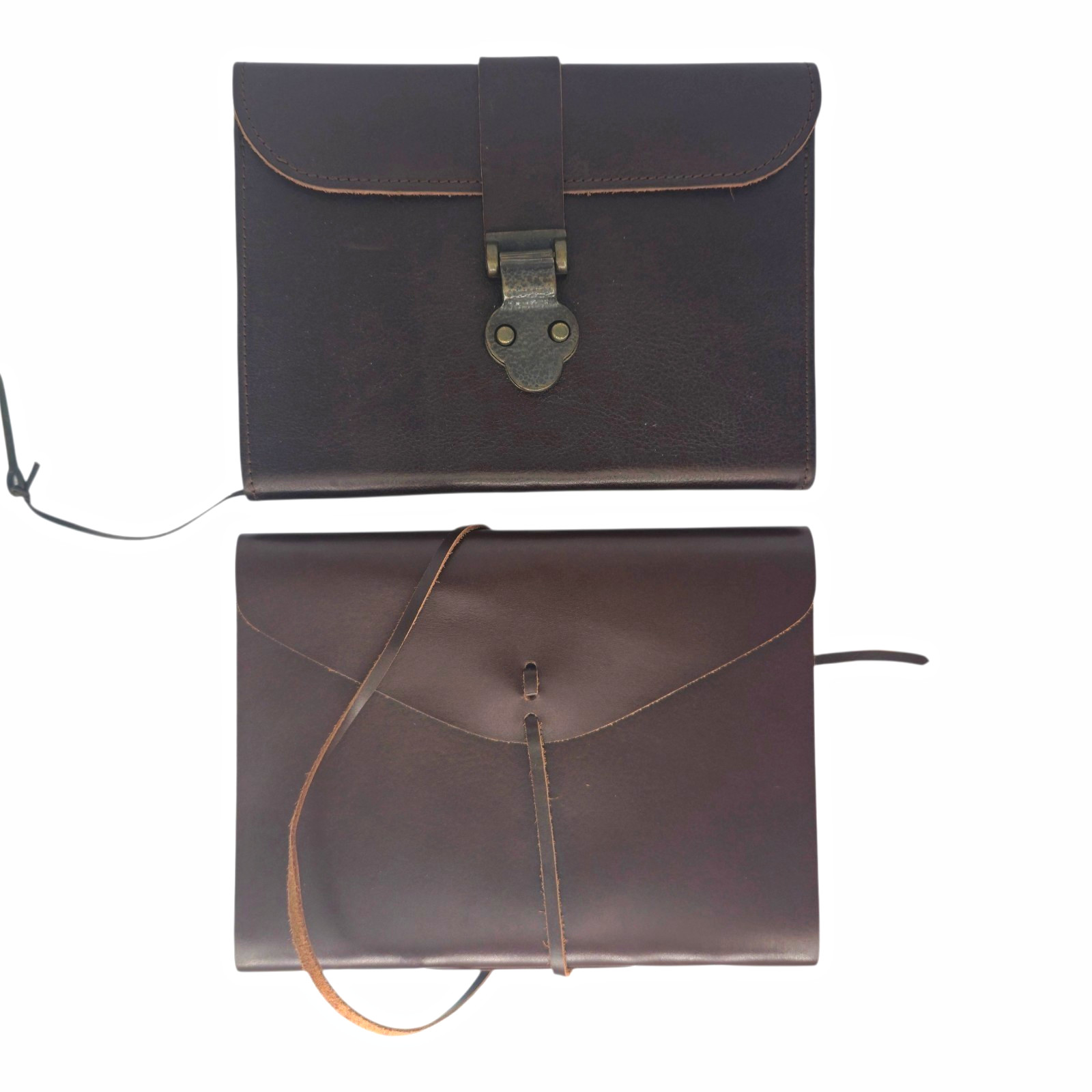 Barnes & Noble Leather Journal Lot of 2 Lined & Blank Italy India New W/ Lock