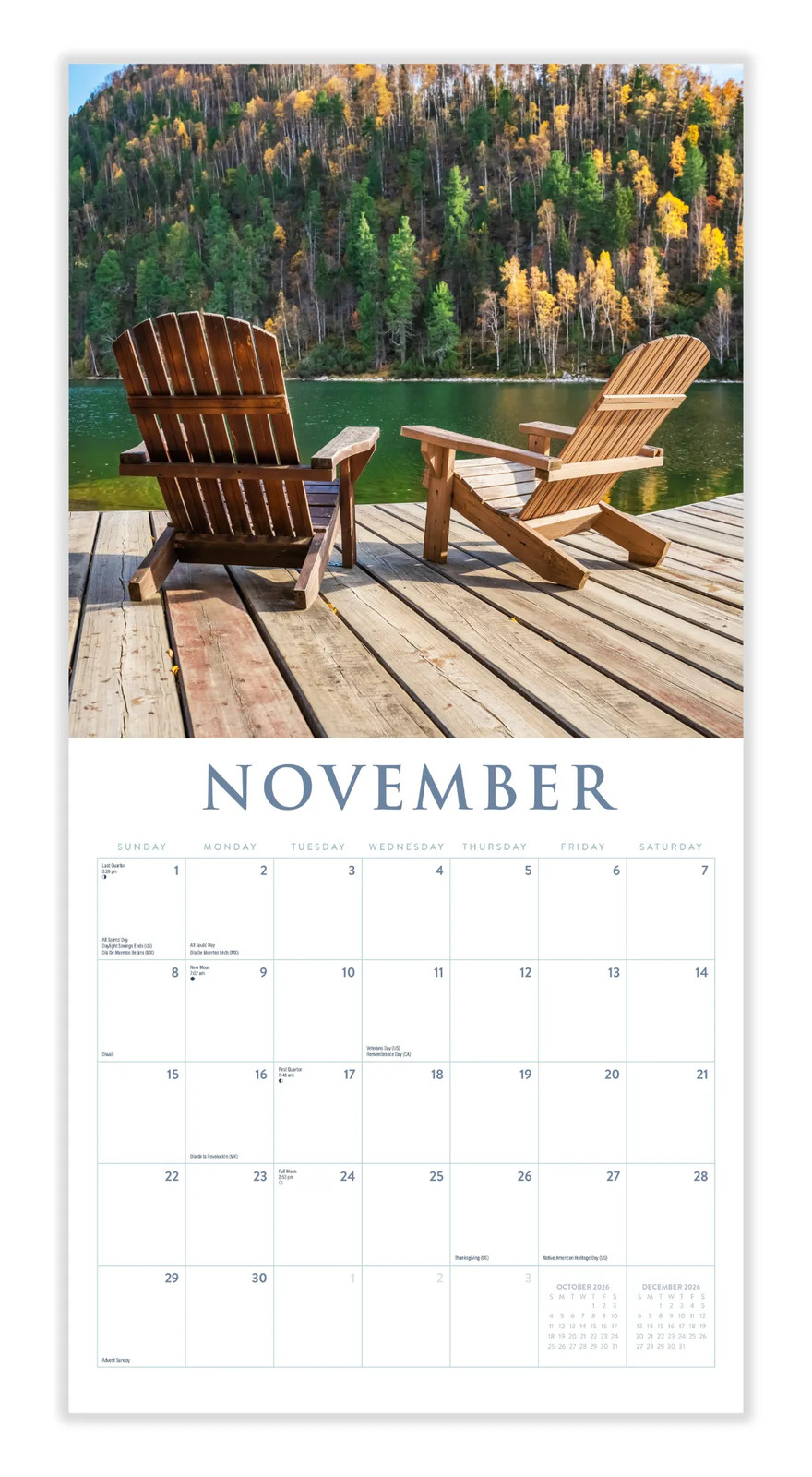 Lake Life Calendar 2026 | 12″ x 24″ Lakeside Living 12 Month | Marble City Press