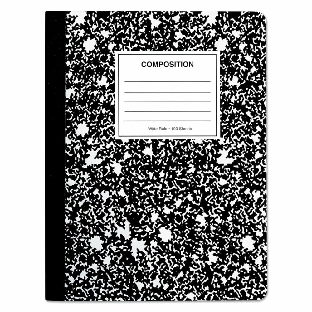 Universal 20930 Composition Book, Wide Rule, 9 3/4 x 7 1/2, White, 100 White