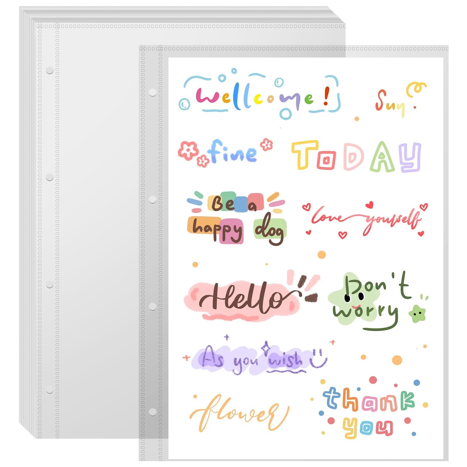 20 Sheets Clear Sticker Book Sleeves Pocket Protectors Plastic Binder Inserts…