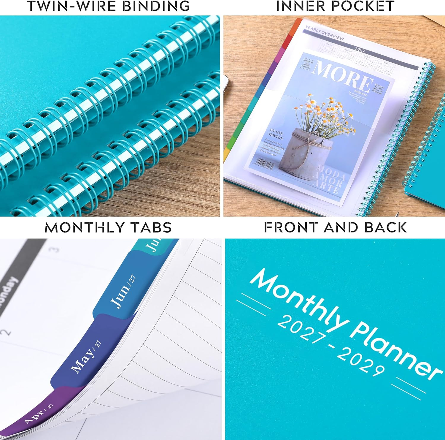 2027-2029 Monthly Planner – 3 Year Planner 2027-2029, Jan.2027 – Dec.2029, 9″ x