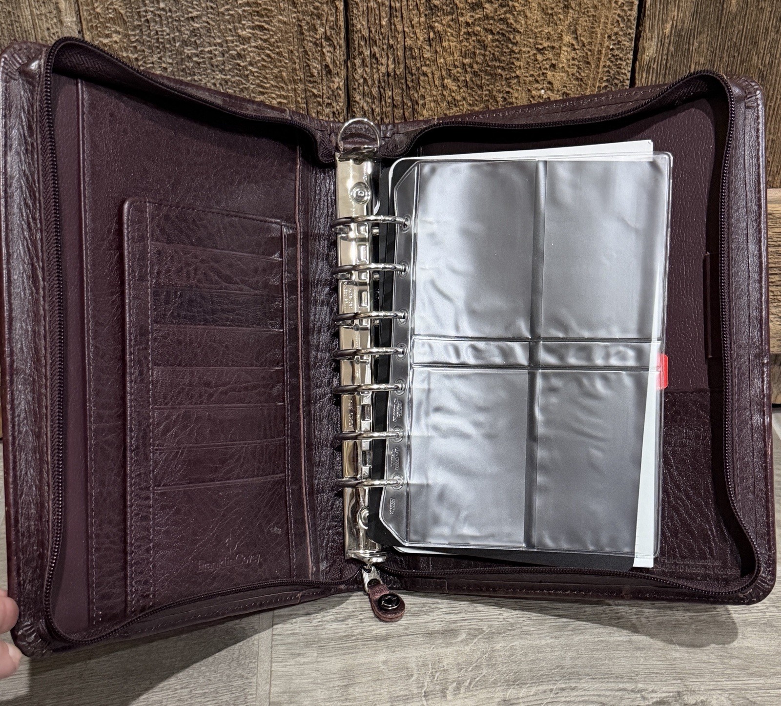Franklin Covey Burgundy Leather Planner Organizer Binder 7 Ring Zip Around