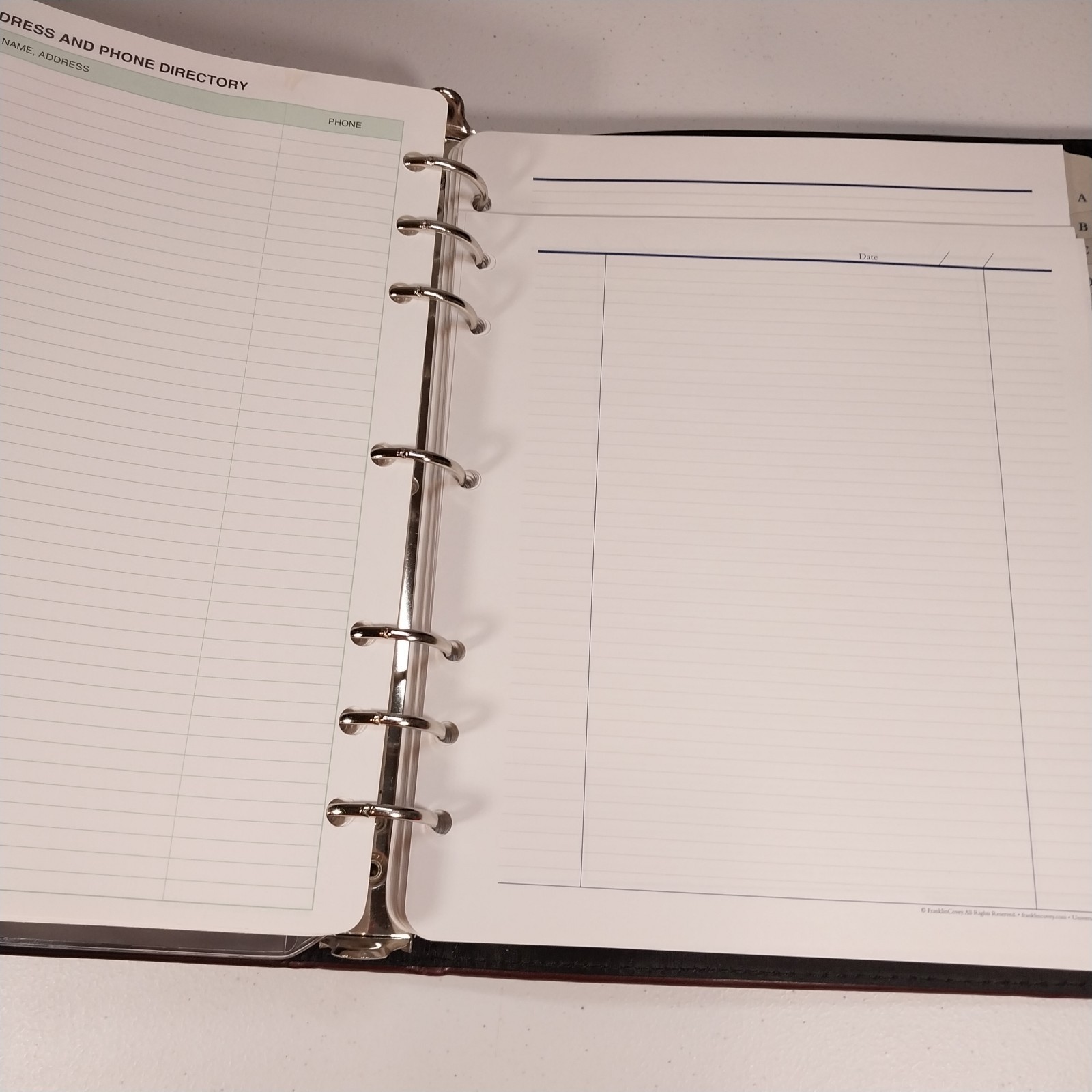 Franklin Covey Classic 7-Ring Binder Burgundy Faux Leather Planner Tabs Inserts