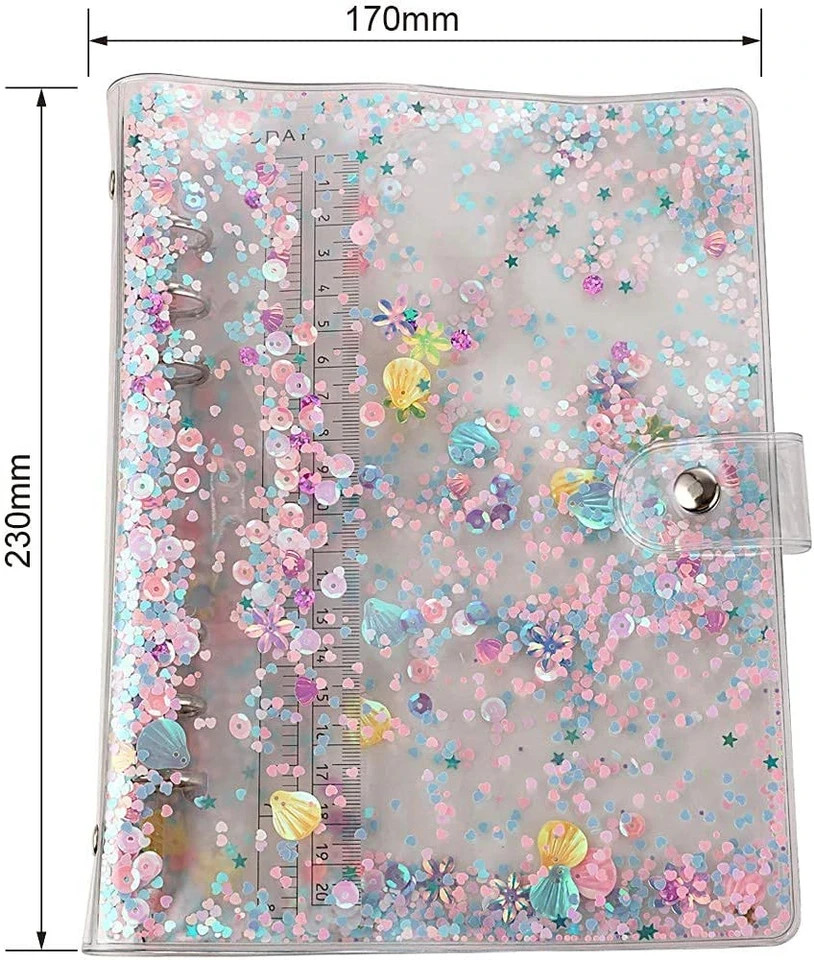 A5 6-Ring Loose Leaf Binder Cover PVC Glitter A5 Planner Cover Notebook Binder R