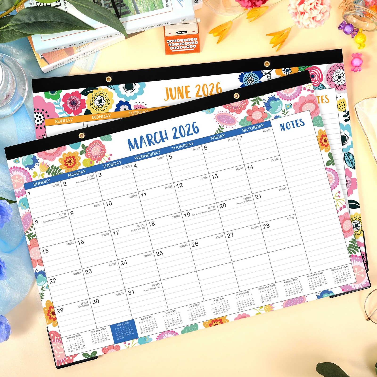 Desk Calendar 2026, 12 Month Planner, 17X12 Inch, With Notes