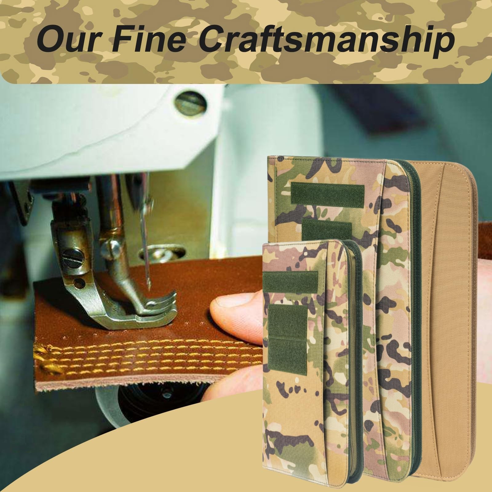 Army Military Padfolio Ring Binder with Zippered Portfolio A5(Multi), Camo