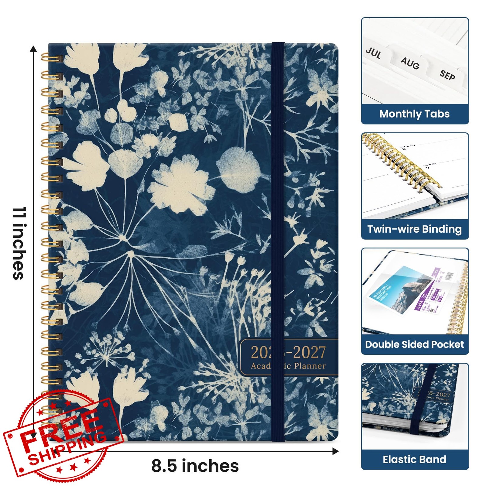 Planner 2026–2027, Academic Year Monthly and Weekly Calendar Book, Jul 2026–J…