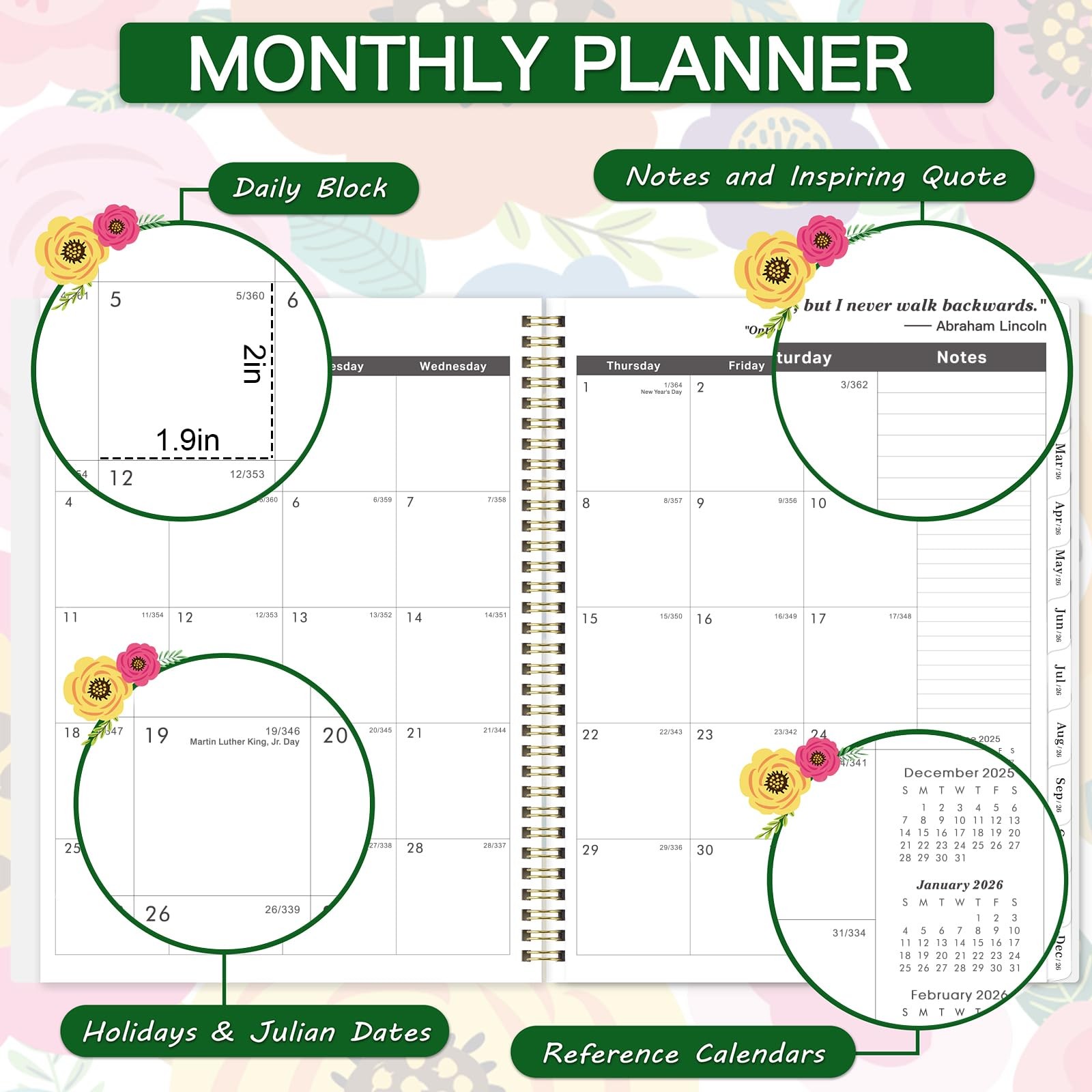 2026-2028 Monthly Planner – 3 Year Monthly Planner 2026-2028, Jan.2026 – Dec….