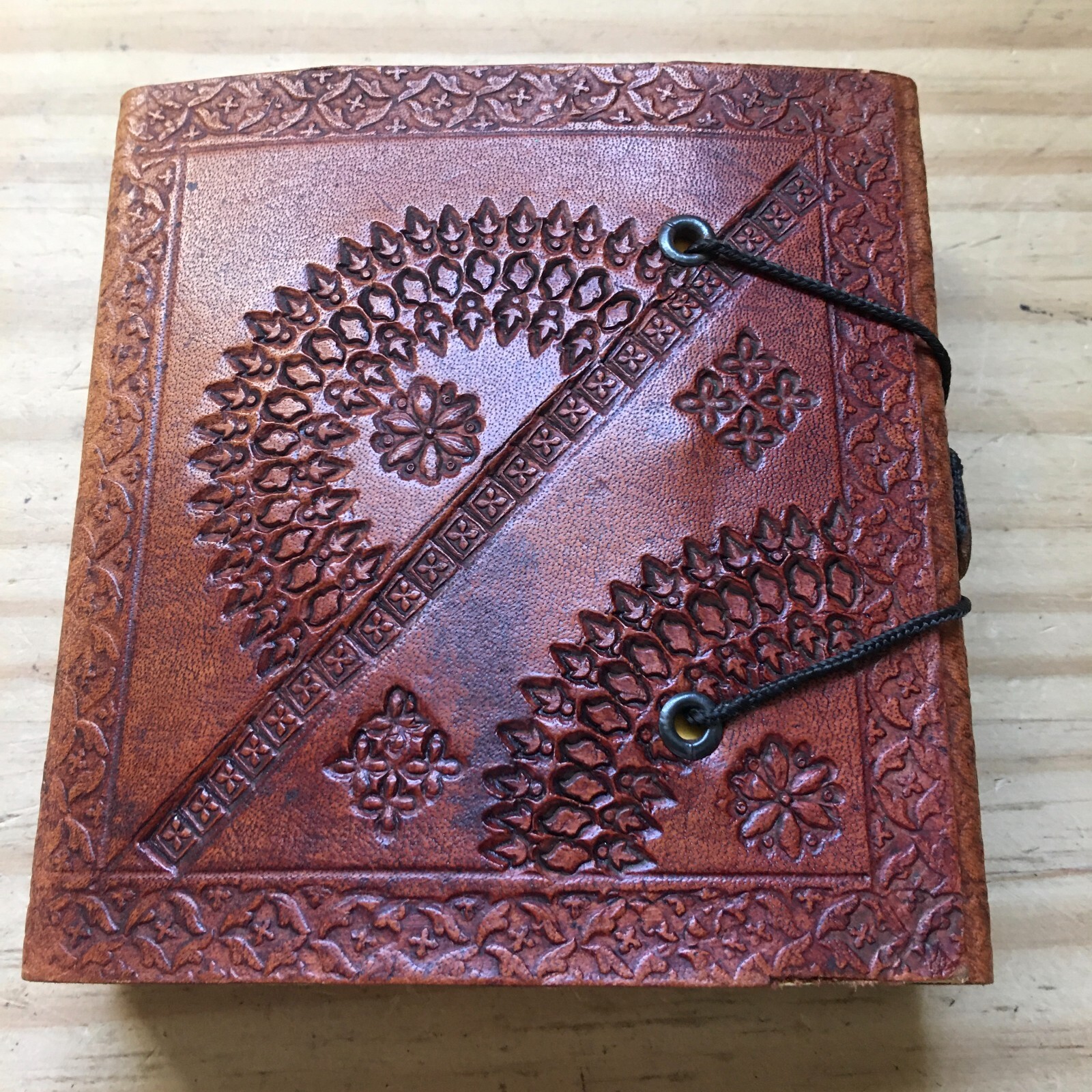 Vintage Embossed Handmade Leather Cover Note Writing Journal 5″W x 5″L x1 3/4″H