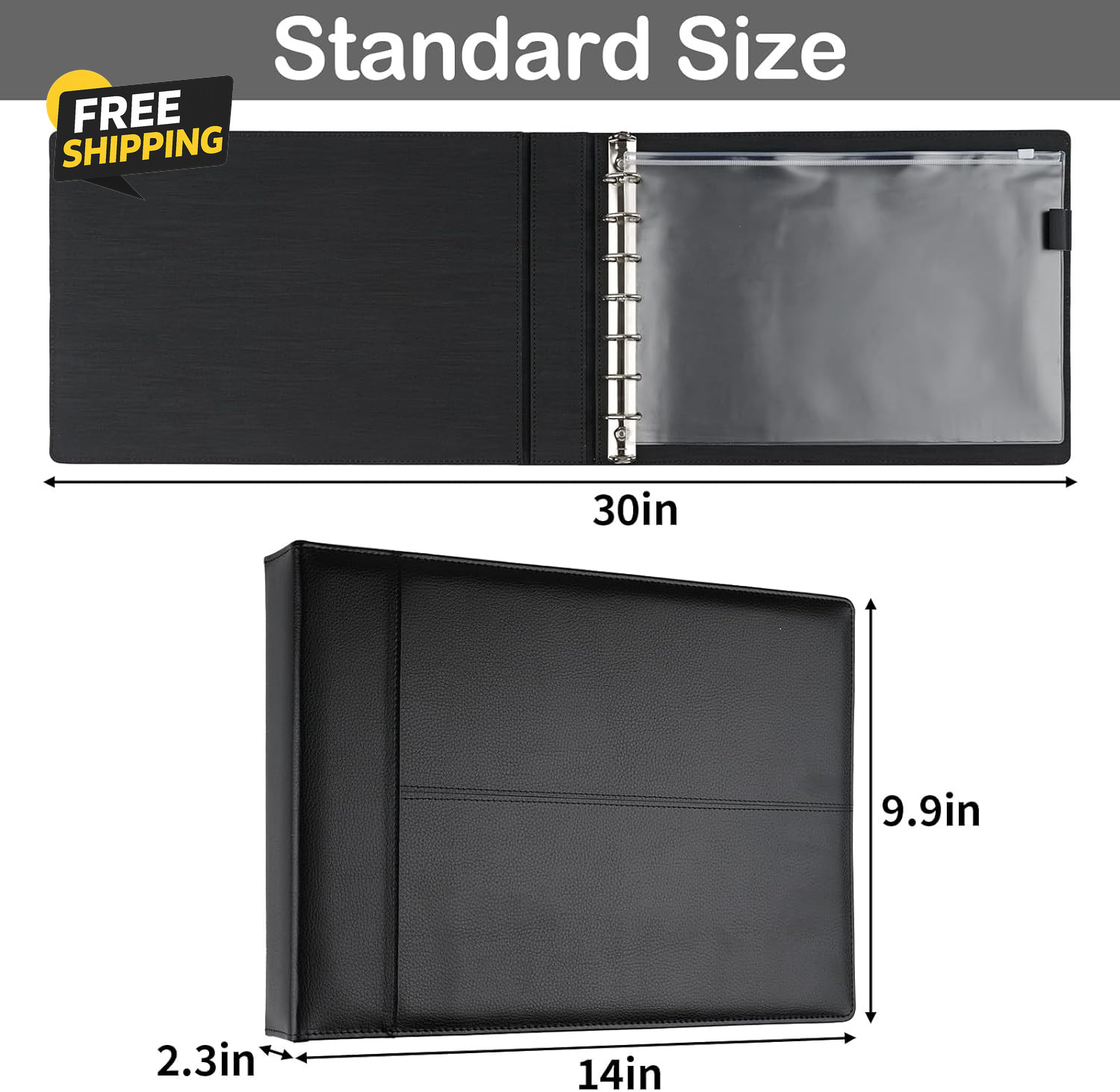 Professional 7 Ring Business Checkbook Binder Premium PU Leather Organizer for 3